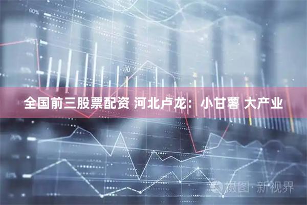 全国前三股票配资 河北卢龙：小甘薯 大产业